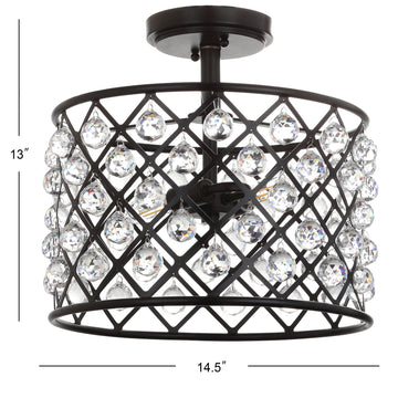 Gabrielle 14.5" Crystal/Metal LED Semi Flush Mount - JONATHAN Y